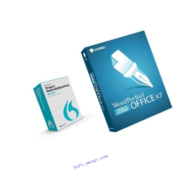 Bundle: Dragon NaturallySpeaking Home 13 and WordPerfect Office X7 Home and Student