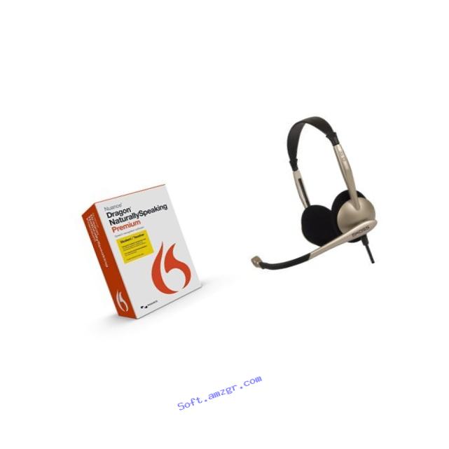 Bundle: Dragon Premium 13, Student/Teacher Edition and Koss CS100 Speech Recognition Computer Headset