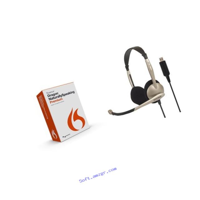 Dragon NaturallySpeaking Premium 13.0 with Koss Communications USB Headset with Microphone (CS100-USB)
