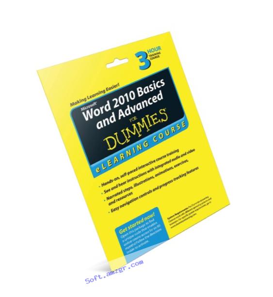 Word 2010 Basics and Advanced For Dummies eLearning Course Access Code Card (6 Month Subscription)